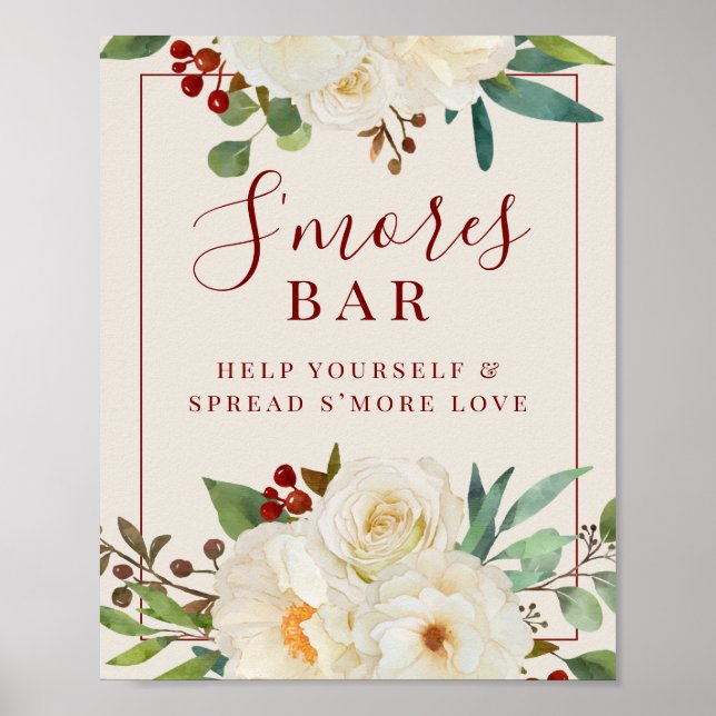 Christmas Floral S'mores Bar Sign Poster (Vorne)