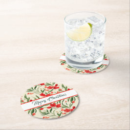 Christmas Florals Round Paper Untersetzer