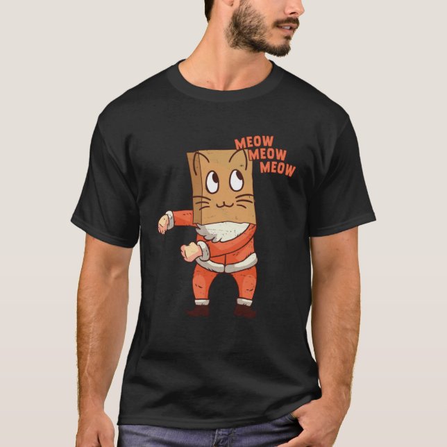 Christmas Floss Dance Santa Cat  Kitten  Meow Vint T-Shirt (Vorderseite)