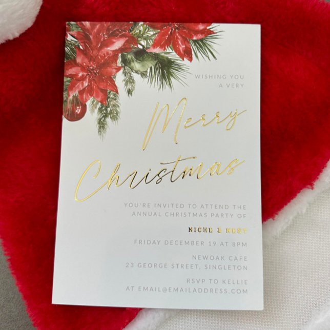 Christmas Flourish Classic Christmas Party Gold Folieneinladung (Von Creator hochgeladen)