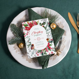 Christmas Flower And Leaves Watercolor Einladung