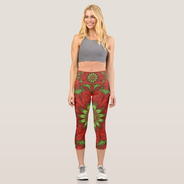 Christmas Flower Capri Leggings (Vorderseite)