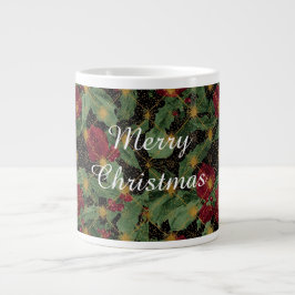 Christmas Flowers Pattern,Gold Red Green Black Jumbo-Tasse