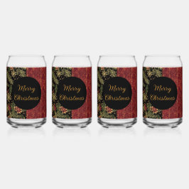 Christmas Flowers ,Red Gold Black,Merry Christmas  Dosenglas