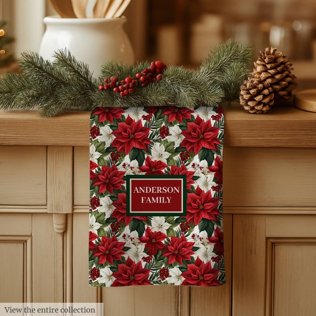 Christmas Flowers Towel Elegant Kitchen Mom Gift Geschirrtuch (Christmas Flowers Towel Elegant Kitchen Mom Gift)