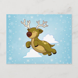 Christmas Flying Rentier Feiertagspostkarte