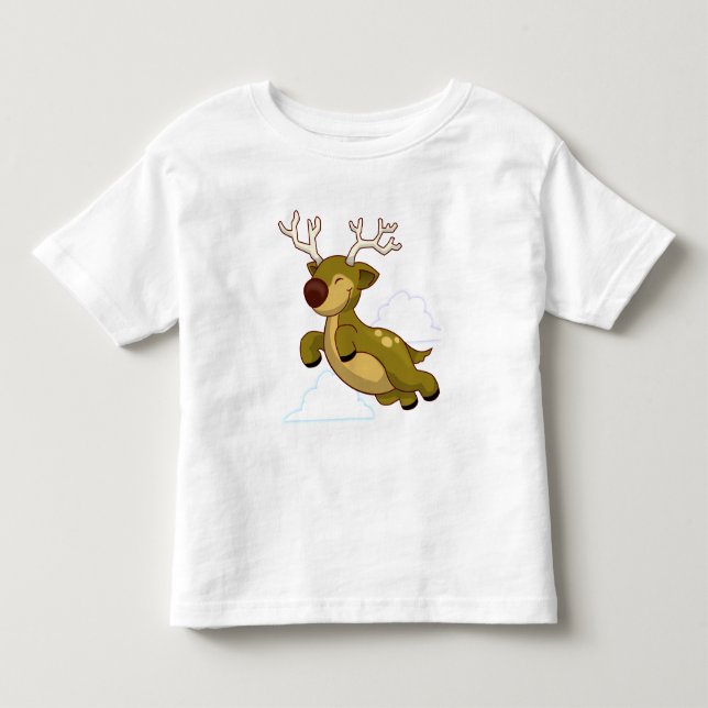 Christmas Flying Rentier Kleinkind T-shirt (Vorderseite)