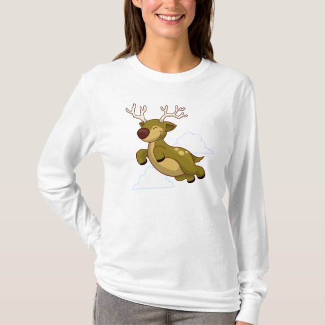Christmas Flying Rentier T-Shirt (Vorderseite)