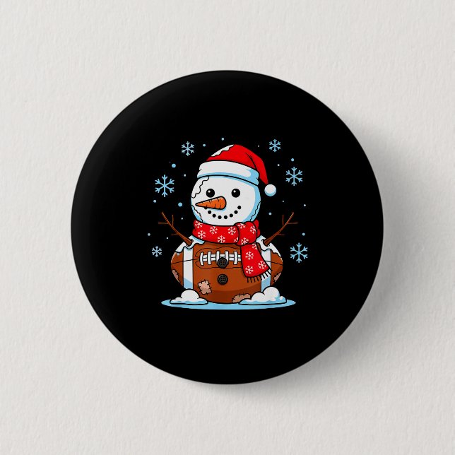 Christmas Football Snowman Kids Football Christmas Button (Vorderseite)