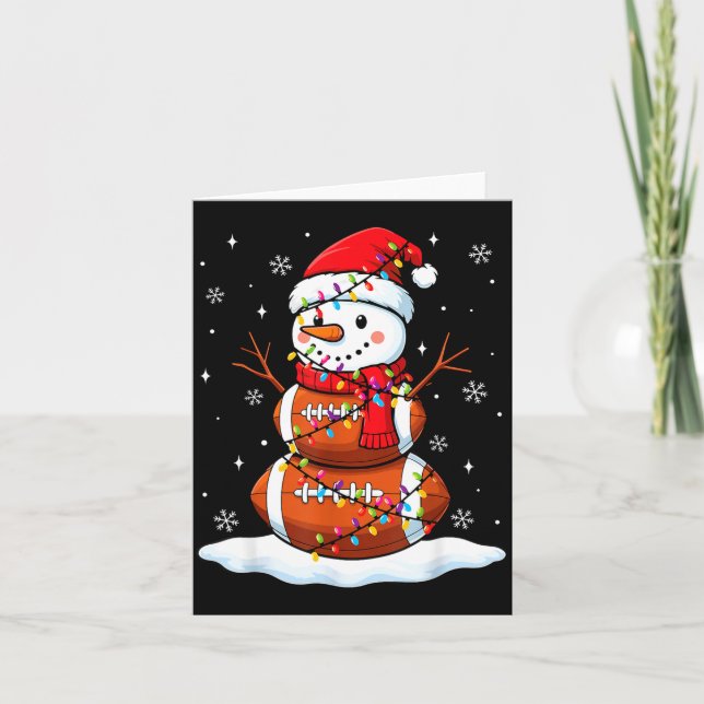 Christmas Football Snowman Kids Football Christmas Karte (Vorderseite)