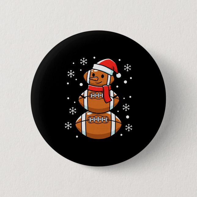Christmas Football Snowman Santa Hat Funny Xmas Fo Button (Vorderseite)