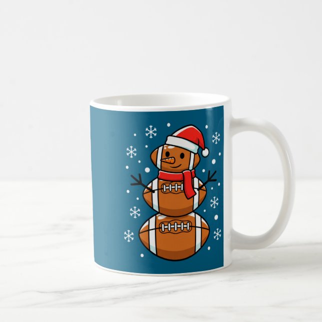 Christmas Football Snowman Santa Hat Funny Xmas Fo Kaffeetasse (Rechts)