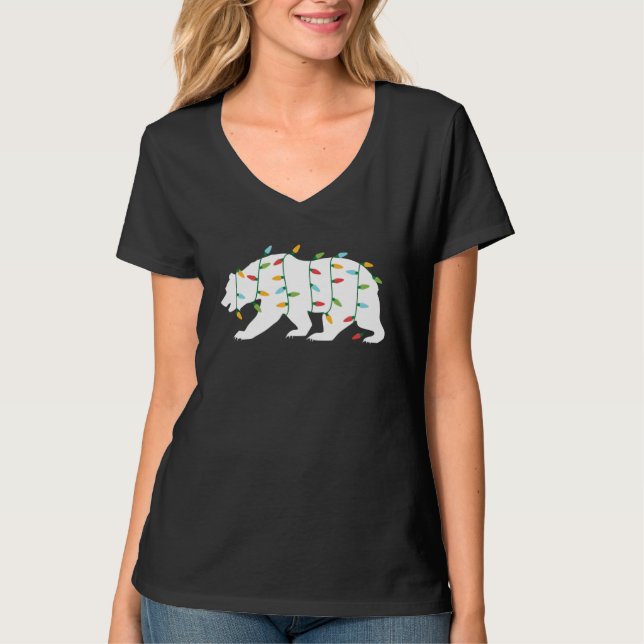 Christmas  for Animal  Christmas Lights Bear T-Shirt (Vorderseite)