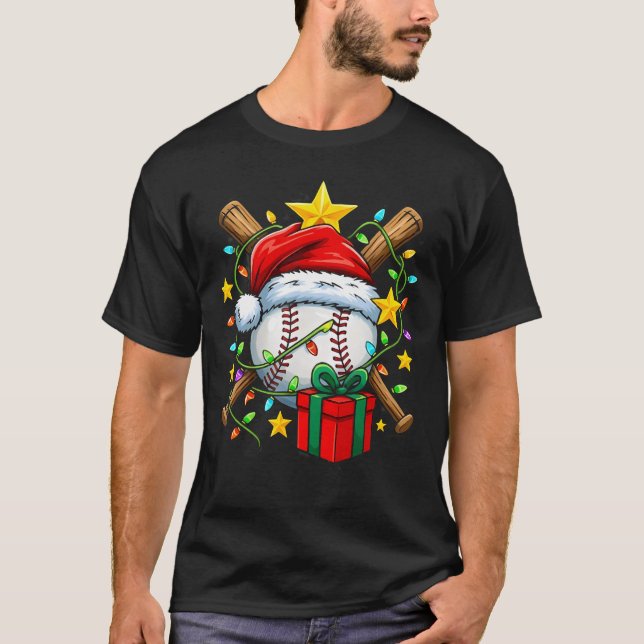 Christmas For Boys Kids Christmas Baseball Player  T-Shirt (Vorderseite)
