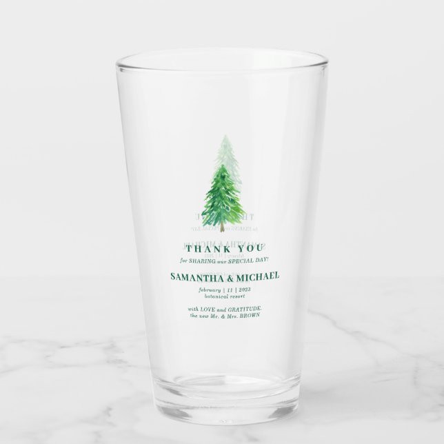 Christmas Forest Tree | Modern Simple Wedding Glas (Rückseite)