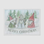 Christmas Forested Gnomes Seidenpapier<br><div class="desc">Kunstwerk von Tina Donovan. Eine schneebedeckte Winterlandschaft mit Aquarellen. Diese Szene zeigt die nordischen Gnome immer wieder mit Sternen, Heiligen und Kerzen. Fröhliche Winterkleidung in Weiß, Grüntöne und Rot. Ideal für Weihnachten, Winter und Liebhaber der nordischen Gnomes.</div>