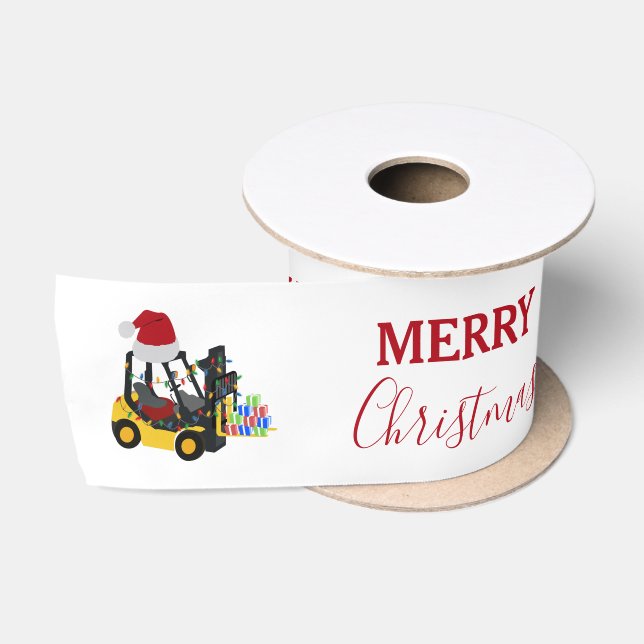 Christmas Forklift Truck  Satinband (Spule)