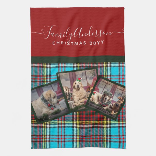 CHRISTMAS FOTO GIFT - Anderson Tartan Collage Geschirrtuch (Vertikal)