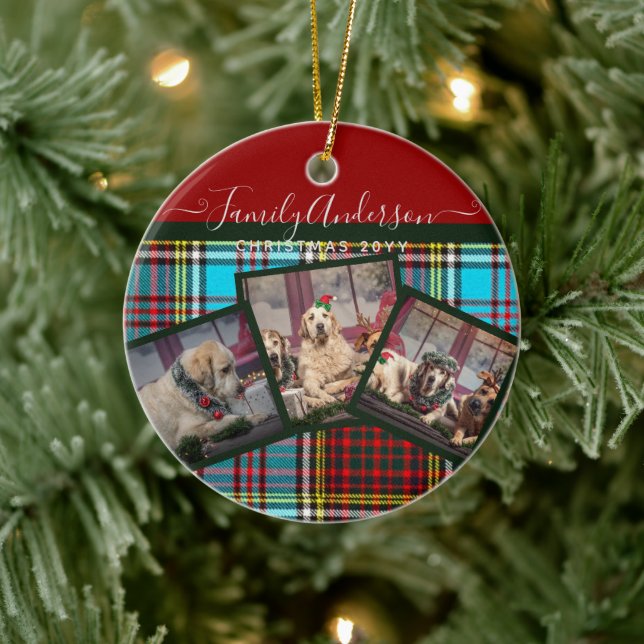 CHRISTMAS FOTO GIFT - Anderson Tartan Collage Keramik Ornament (Baum)