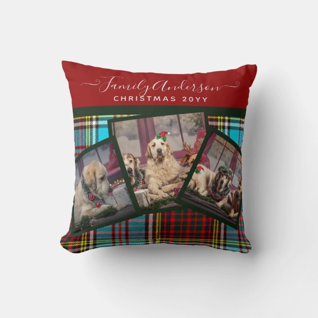 CHRISTMAS FOTO GIFT - Anderson Tartan Collage Kissen (Vorderseite)