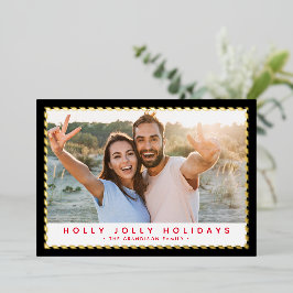 CHRISTMAS FOTO klassische Goldgrenze Folien Feiertagskarte