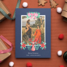 Christmas Foto Reindeer Floral Blue
