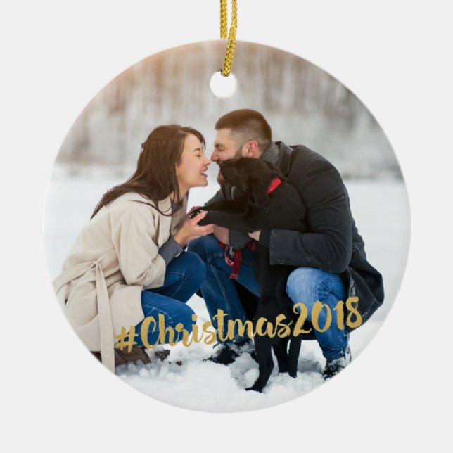 #Christmas Foto-Verzierung 2018 Keramik Ornament (Vorne)