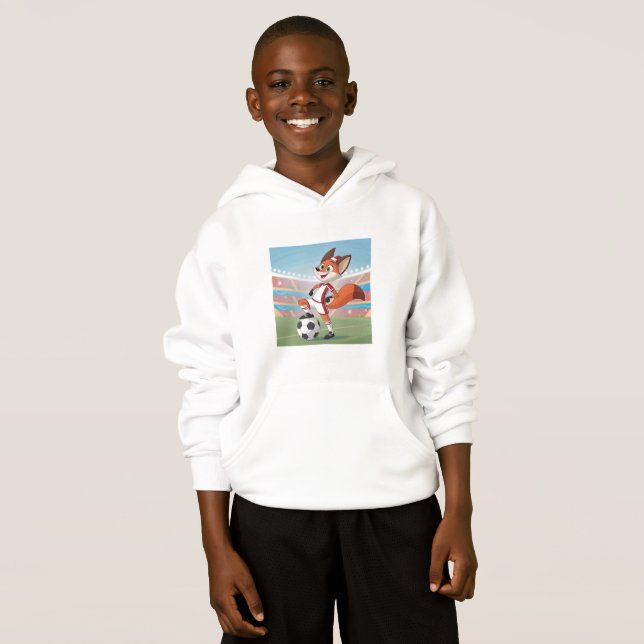 Christmas Fox Playing Football Hoodie (Vorne ganz)