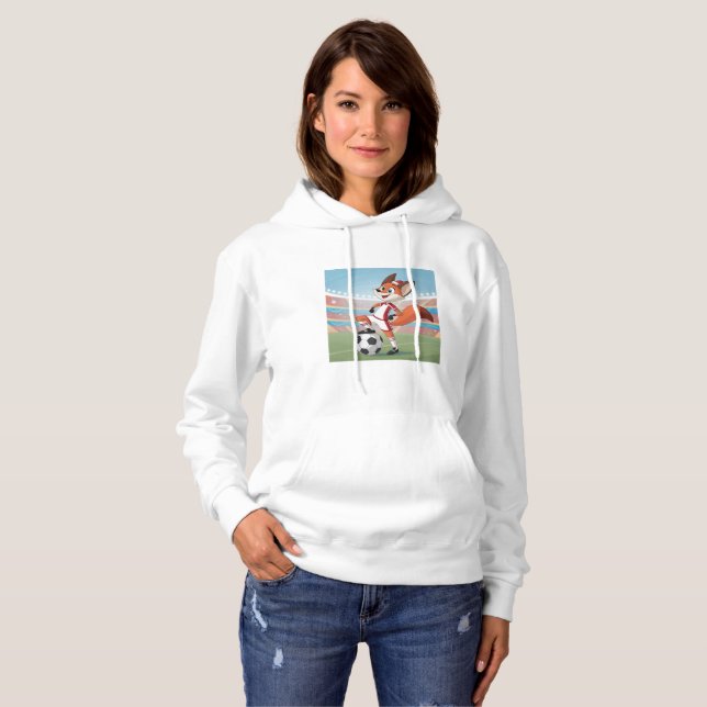 Christmas Fox Playing Football Hoodie (Vorne ganz)