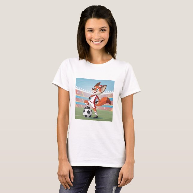 Christmas Fox Playing Football T-Shirt (Vorne ganz)