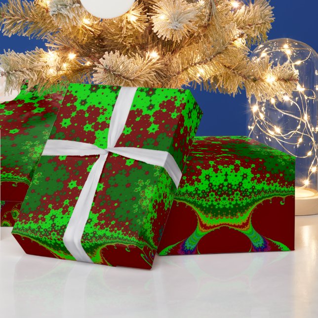 CHRISTMAS ~ Fraktal Muster grün ~ Wrapping Geschenkpapier (Feiertage)