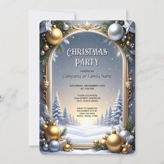 Christmas Frame Holiday Party Invitation Einladung (Vorderseite)