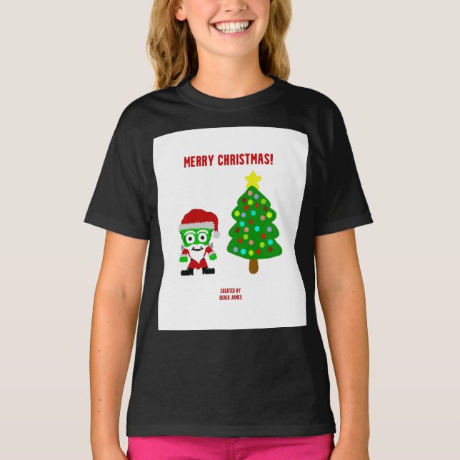Christmas FrankenCheese Girls Black Basic T Shirt (Vorderseite)