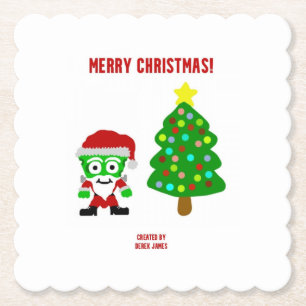 Christmas FrankenCheese Scalloped Square Untersetz Untersetzer