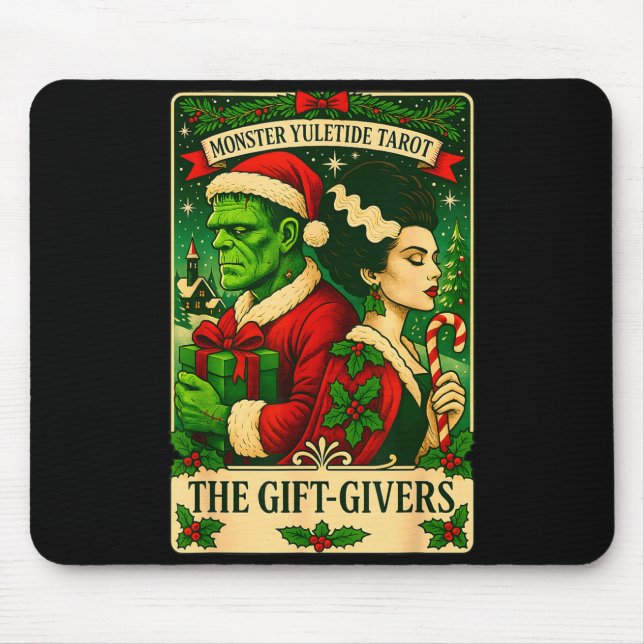 Christmas Frankenstein And Bride The Lovers Tarot  Mousepad (Vorne)
