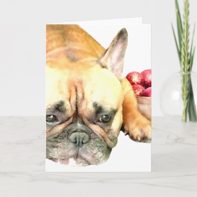 Christmas French Bulldog Feiertagskarte (Vorderseite)