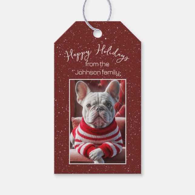 Christmas French Bulldog Geschenkanhänger (Vorderseite)