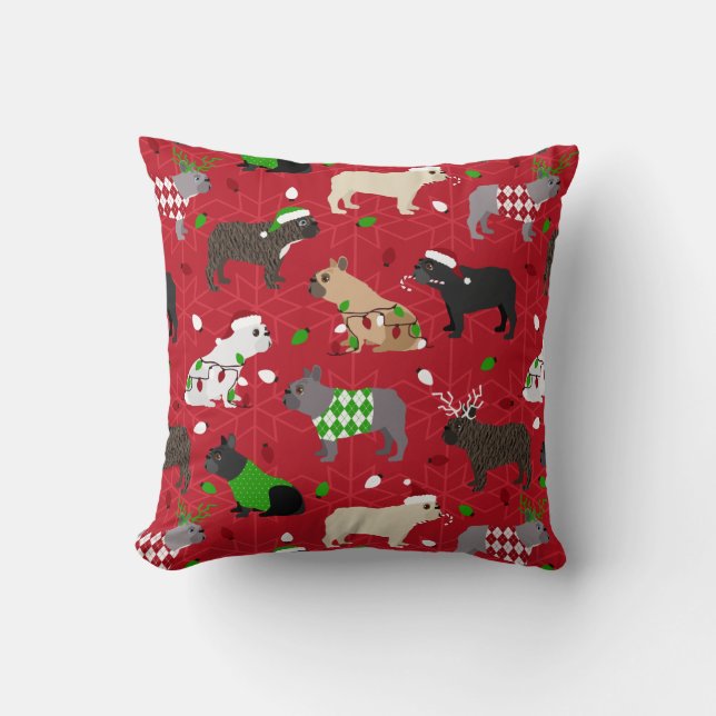 Christmas French Bulldog Kissen (Vorderseite)