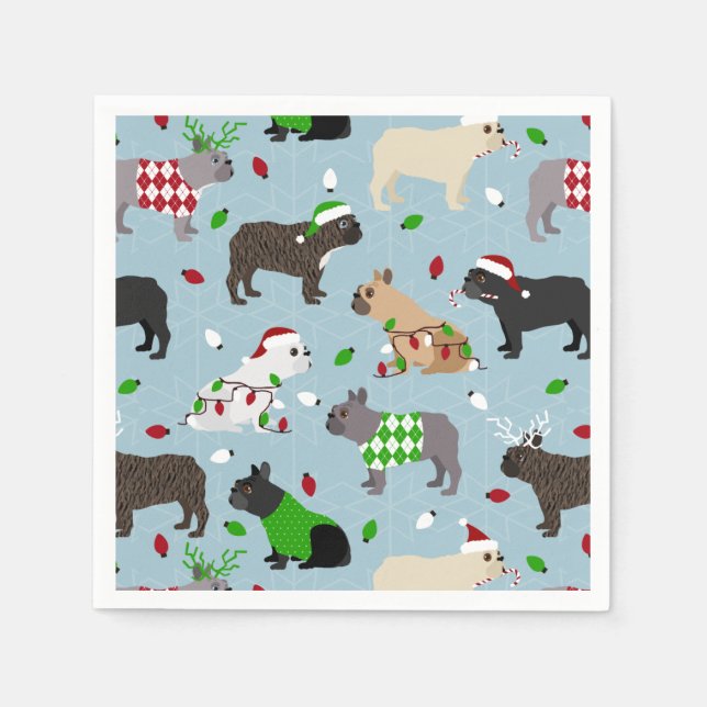 Christmas French Bulldog Napkins Serviette (Vorderseite)