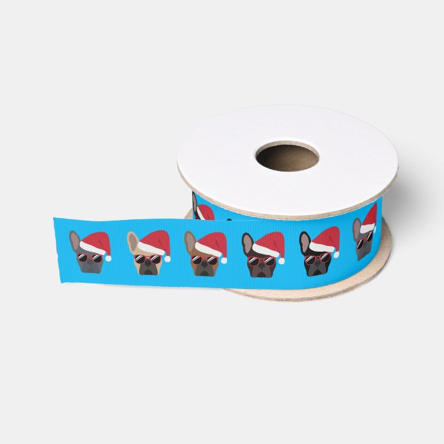 Christmas French Bulldog Pattern Ripsband (Spule)