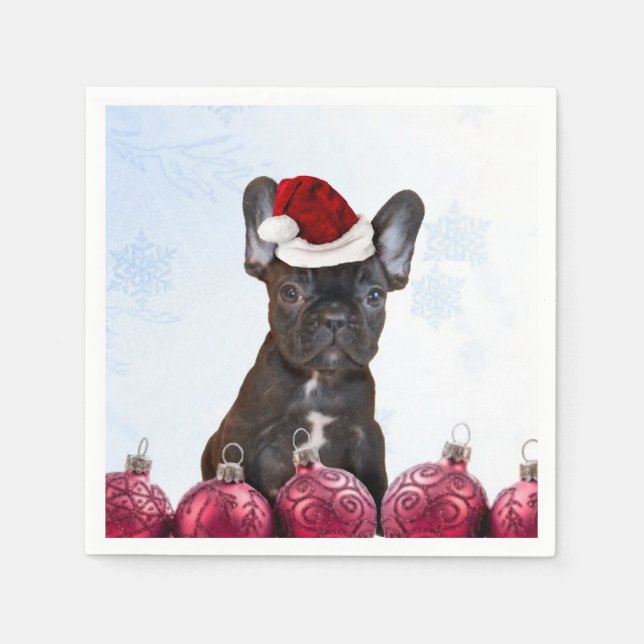 Christmas French Bulldog Serviette (Vorderseite)