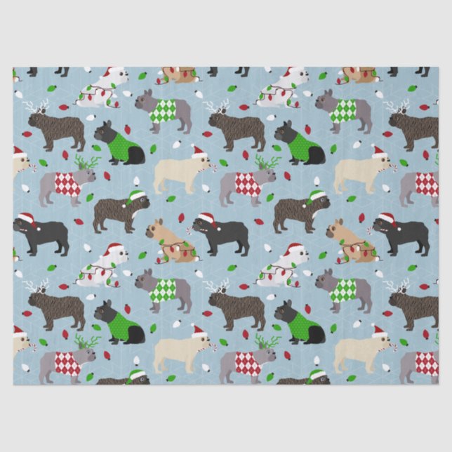 Christmas French Bulldog Tissue Paper Seidenpapier (Vorderseite)