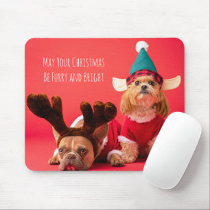 Christmas French Bulldog und Shih Tzu Mousepad