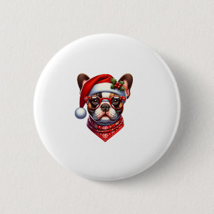 Christmas French Bulldog Weihnachtsmannmütze Frenc Button