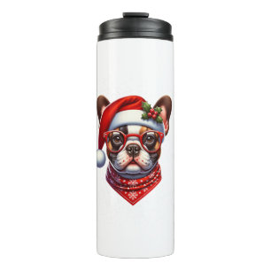 Christmas French Bulldog Weihnachtsmannmütze Frenc Thermosbecher