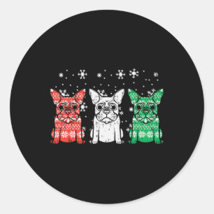 Christmas French Bulldogs Xmas Frenchie Dog Men Wo Runder Aufkleber