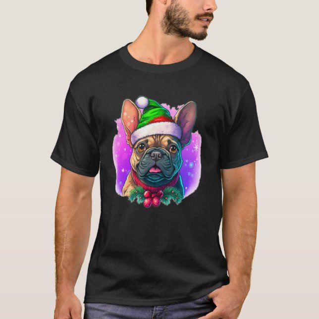 Christmas Frenchie Dog with Purple (C) T-Shirt (Vorderseite)