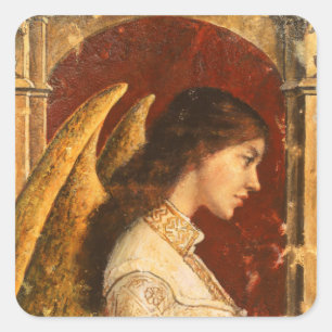 Christmas Fresco Angel Quadratischer Aufkleber