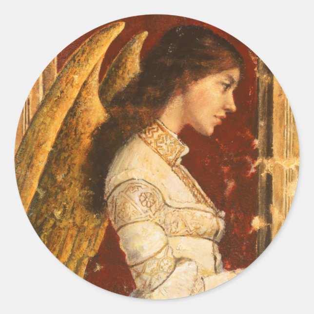 Christmas Fresco Angel Runder Aufkleber (Vorderseite)
