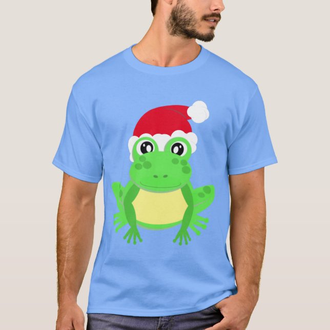 Christmas Frog Weihnachtsmannmütze Novelty Funny B T-Shirt (Vorderseite)